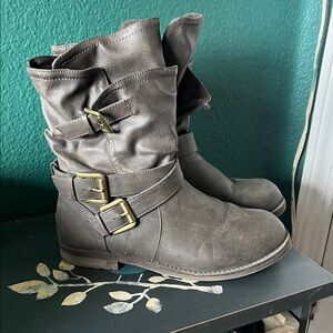 Lane Bryant Brown Buckle Combat Boots